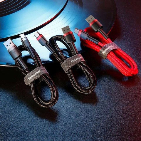 USB кабель Baseus Cafule, USB тип-C, USB тип-A, 300 см, 2 A, чорний, #CATKLF-UG1 Прев'ю 4