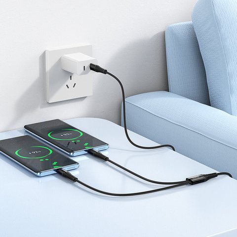 USB кабель Hoco X123, USB тип-C, 2xUSB тип-C, 100 см, 3 A, черный, в нейлоновой оплетке, #6942007663595 Превью 2
