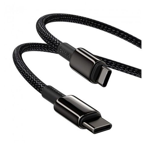 USB Cable Baseus Tungsten Gold, (2xUSB type-C, 200 cm, 100 W, black, nylon braided) #CATWJ-A01 Preview 1