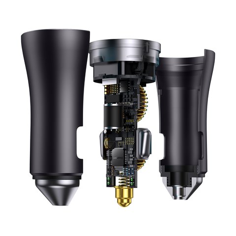 Car Charger Baseus Golden Contactor Pro, (gray, Quick Charge, 40 W, 5 A, 2 outputs, 12-24 V) #CGJP000013 Preview 2