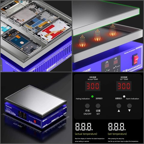 Платформа для предварительного подогрева Mechanic HT-34, для ремонта материнских плат, 40*30cm, 0-300°С, 1200W Превью 1