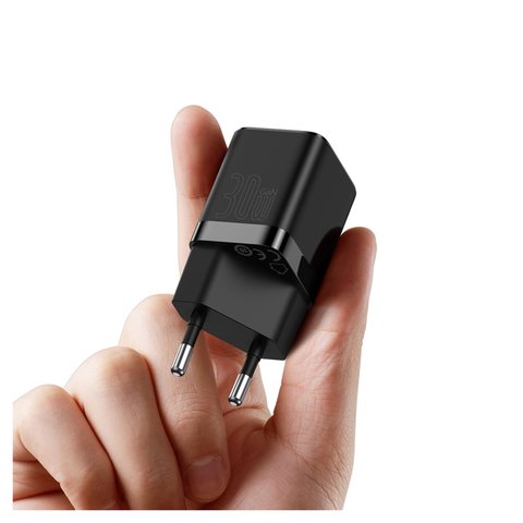 Adaptador de red Baseus GaN3, 30 W, Quick Charge, negro, 1 puerto, #CCGN010101 Vista previa  1