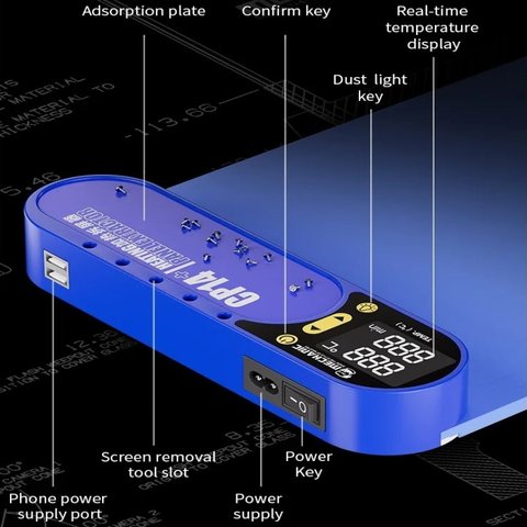 Alfombra de calentamiento para desarme (separador) Mechanic CP14+, 350x225 mm, con iluminación, 50-120°C Vista previa  6