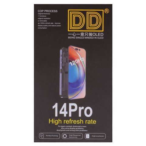 Дисплей для iPhone 14 Pro, черный, с рамкой, HC, без ошибки, (OLED), DD-OLED OEM soft, 120Hz, diagnosable Превью 2