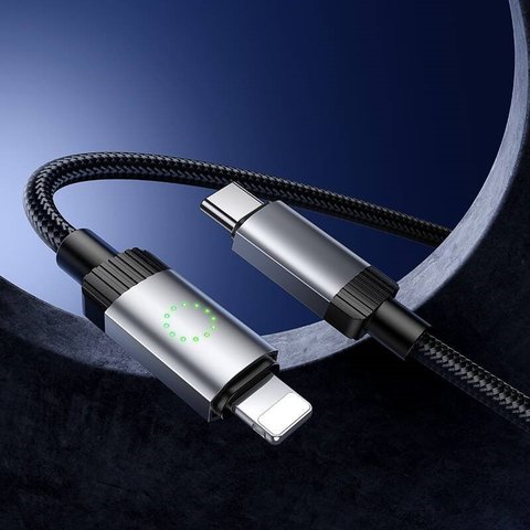 USB кабель Hoco X117, USB тип-C, Lightning, 100 см, 27 Вт, черный, с индикатором, в нейлоновой оплетке, #6942007652520 Превью 2