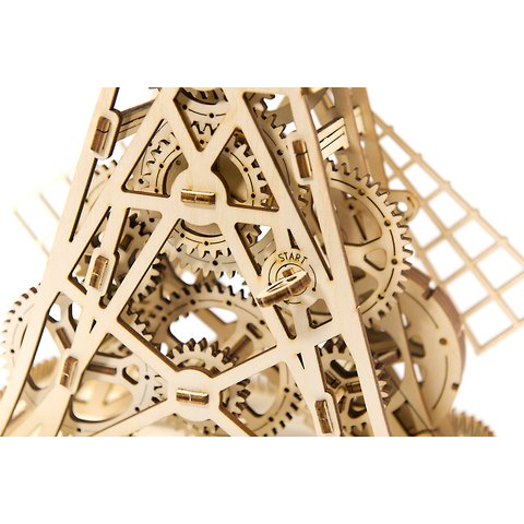 Деревянный механический 3D-пазл Wooden.City Мельница Превью 4